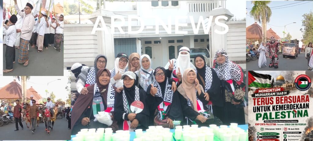 KMP Cinta Palestina Meriahkan Pawai Ta’aruf Sambut 1 Muharram 1448 H di Bangil