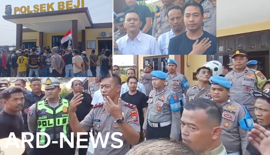 Puluhan Warga Datangi Polsek Beji Tuntut Oknum Polisi Dipecat