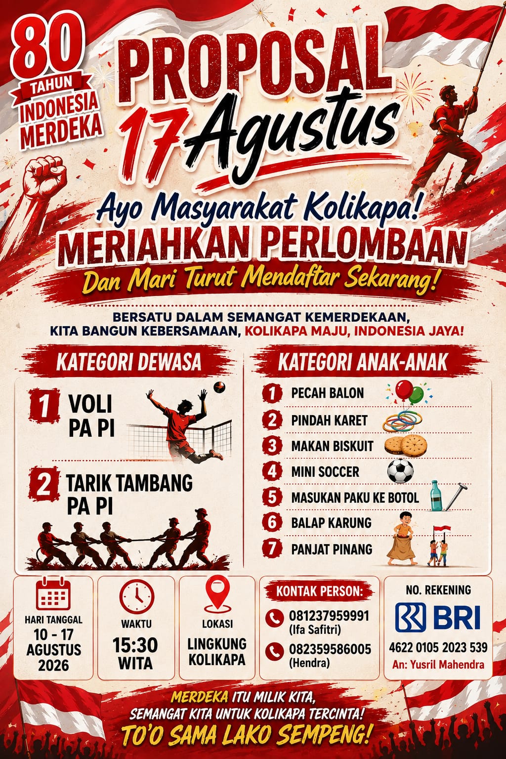 Menyambut HUT ke-80 RI, Warga Kolikapa Gelar Beragam Lomba  Menarik